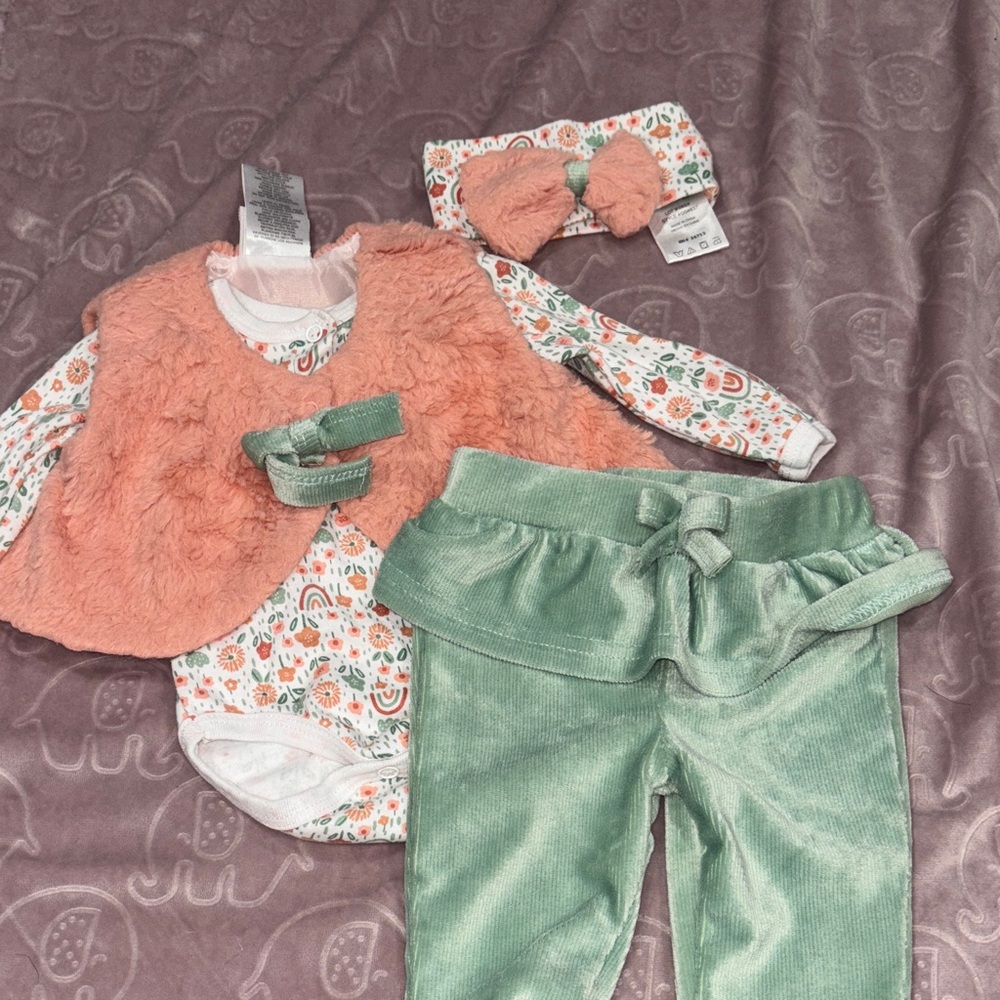 Floral Kids Matching Set with Vest and Headband